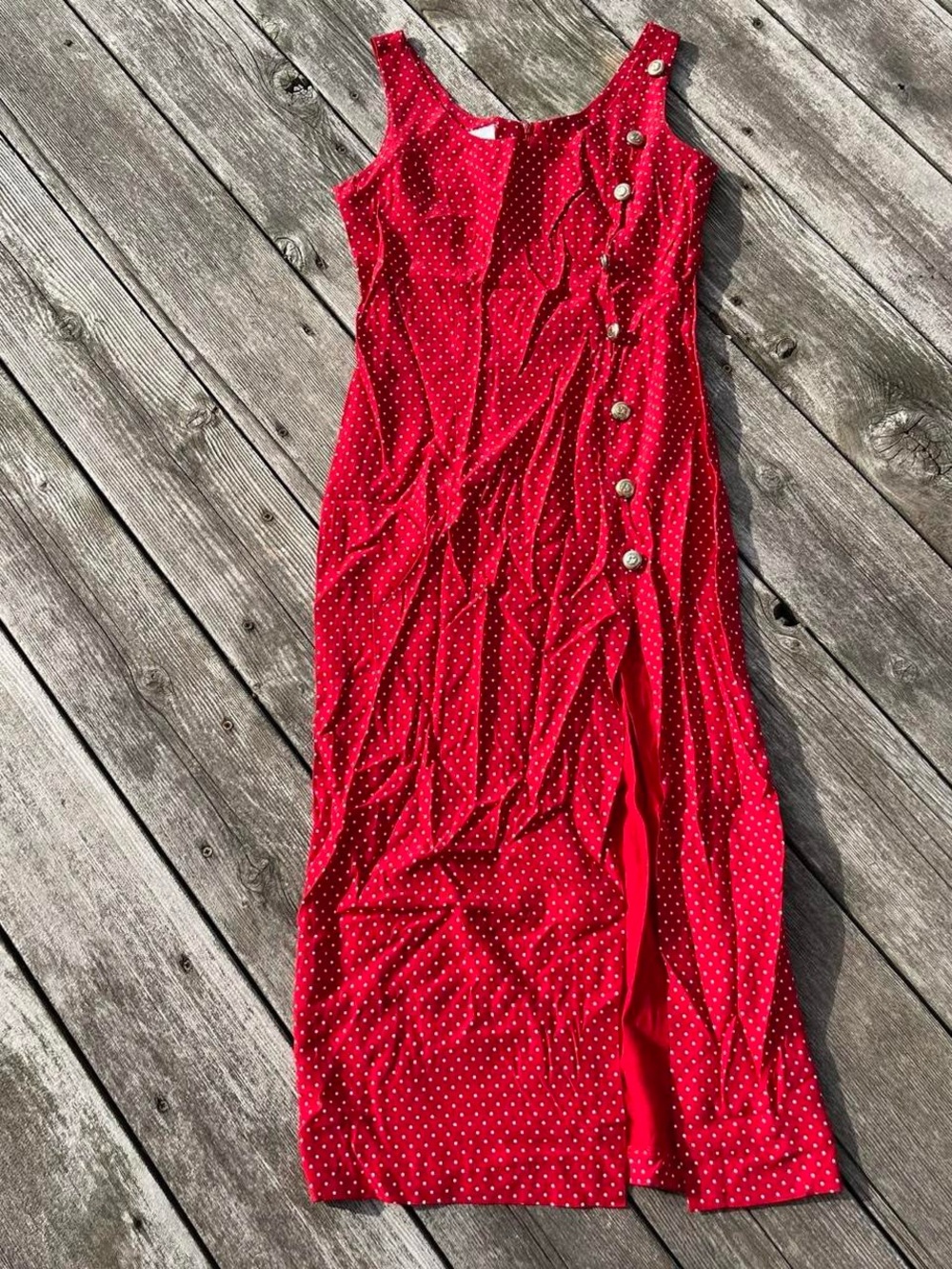 Blondie + Me red + white polka dot midi dress